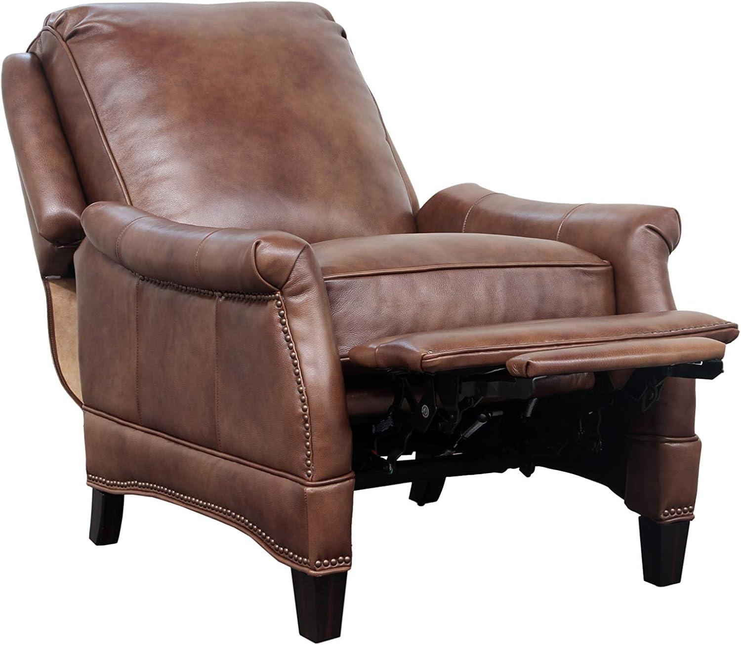 Ashebrooke Brown Leather Wood Transitional Recliner