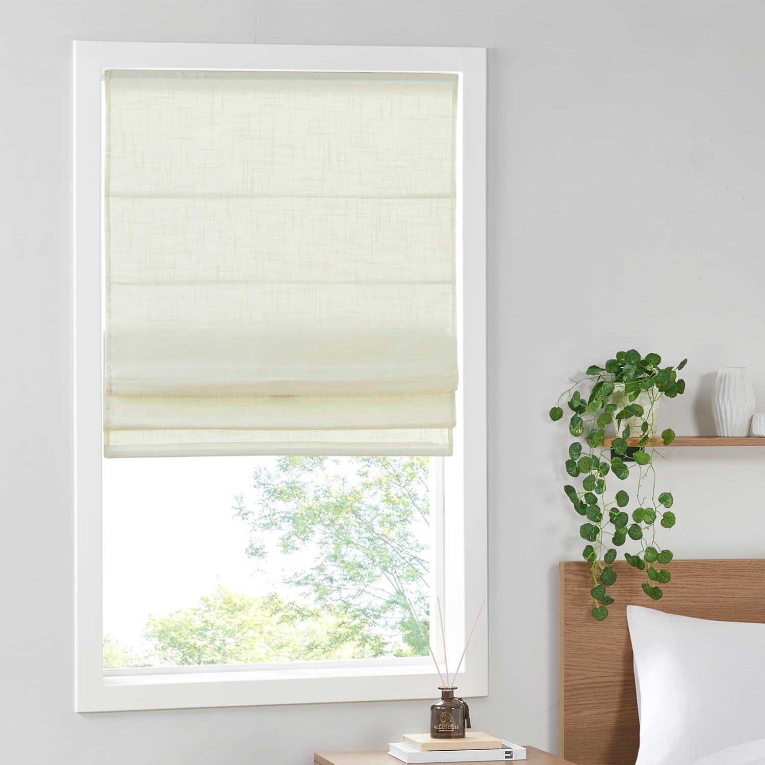 Madison Park Kyler Linen Blend Light Filtering Single Roman Shade