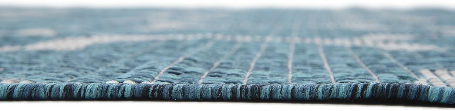 Unique Loom 8' 0 x 11' 4 Rectangle Indoor/Outdoor Trellis Teal Area Rug