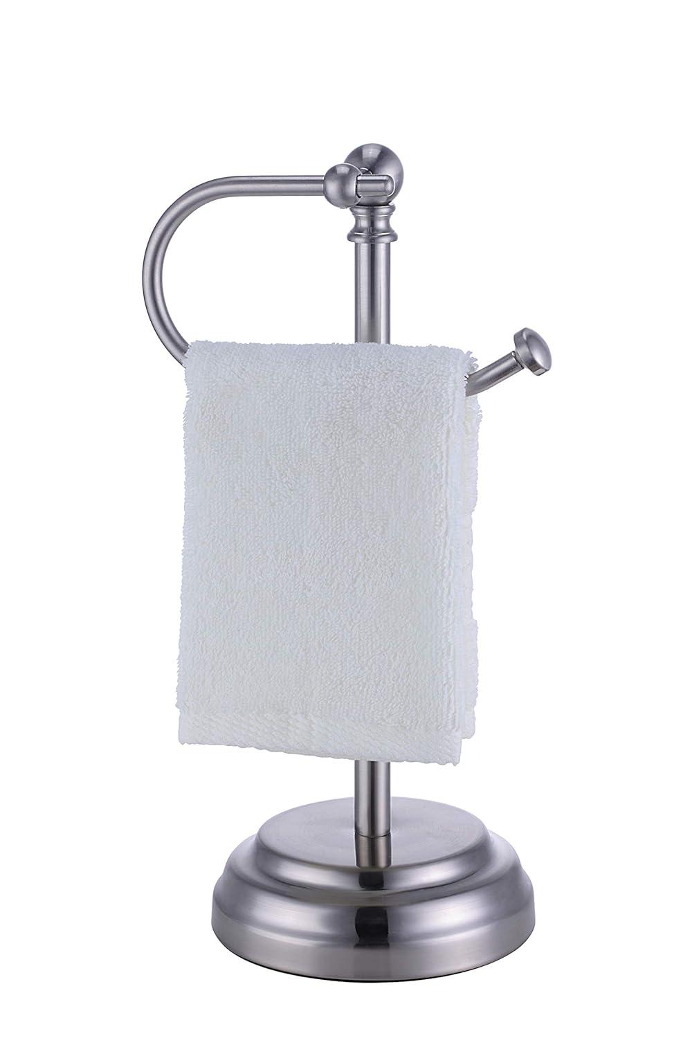 SunnyPoint Classic Decorative Metal Fingertip Towel Holder Stand; Brush Chrome