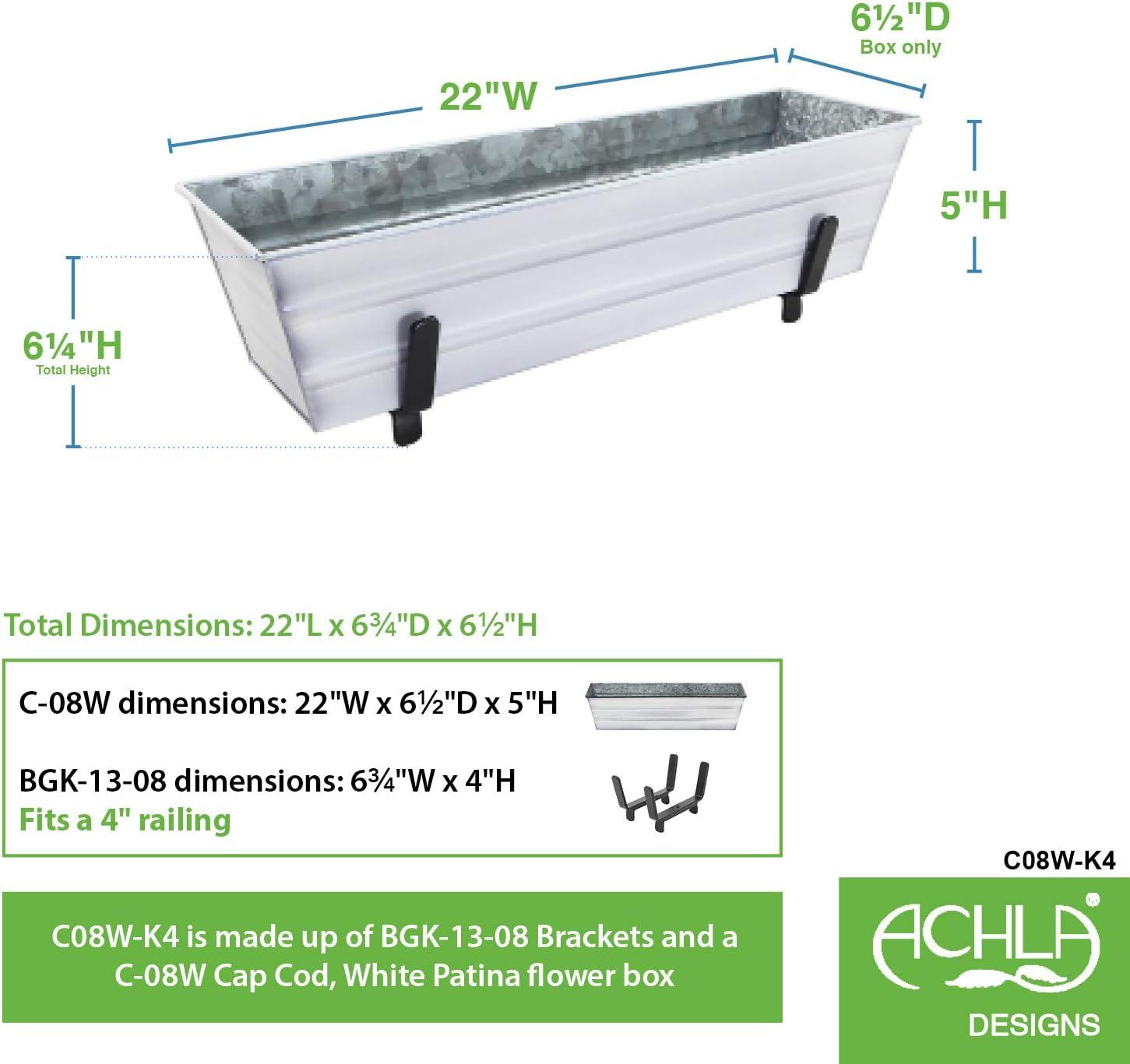 Small White Galvanized Metal Rectangular Planter Box with Brackets