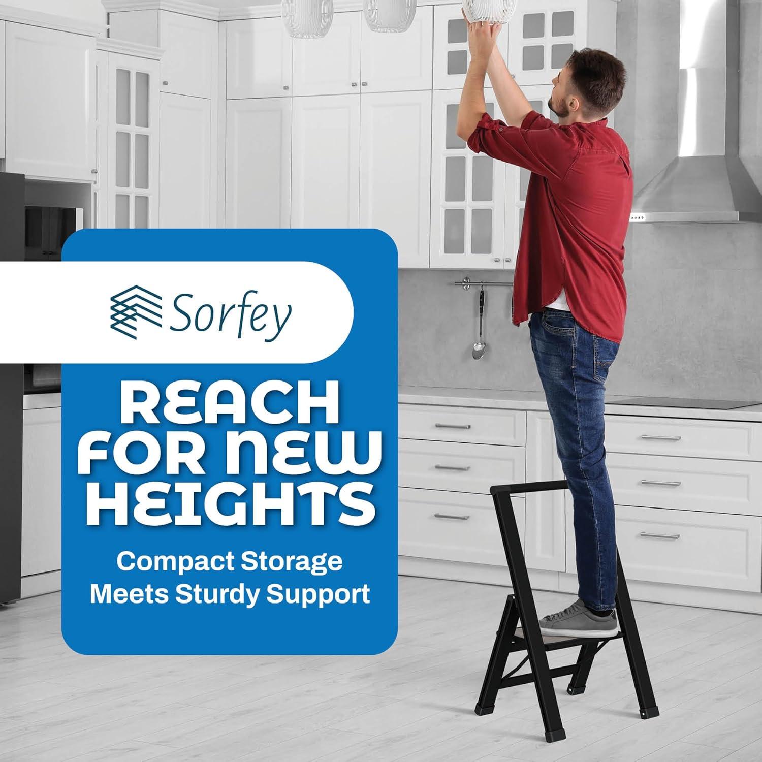 Sorfey Step Ladders 1 - Step Steel Lightweight Folding Step Stool