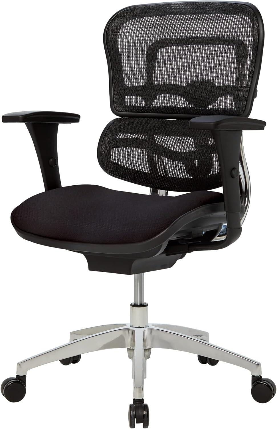 Black Mesh and Fabric Mid-Back Swivel Executive Chair