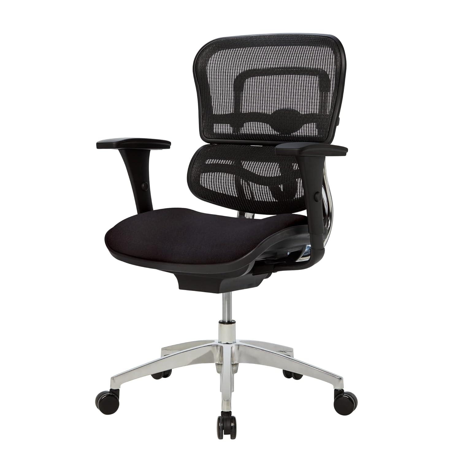 Black Mesh and Fabric Mid-Back Swivel Executive Chair