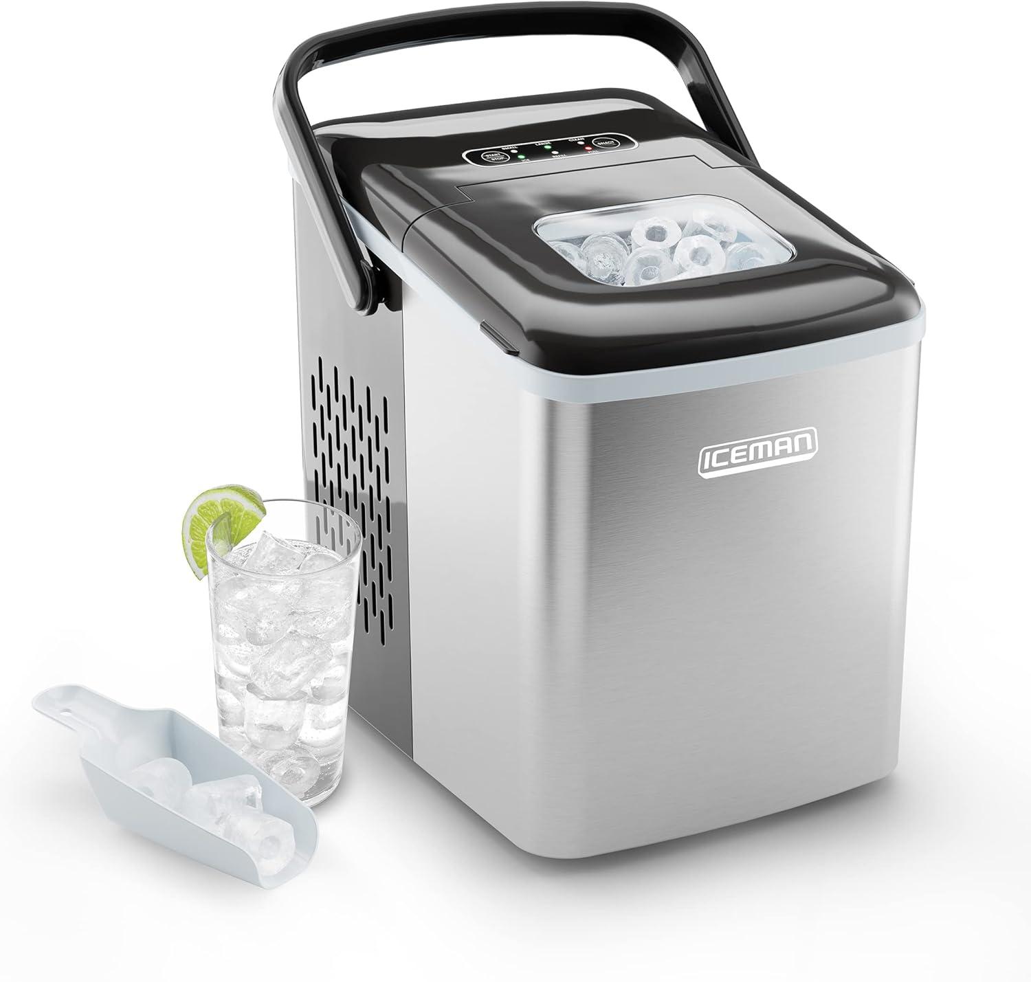 Iceman Stainless Steel Dual-Size Portable Countertop Ice Maker