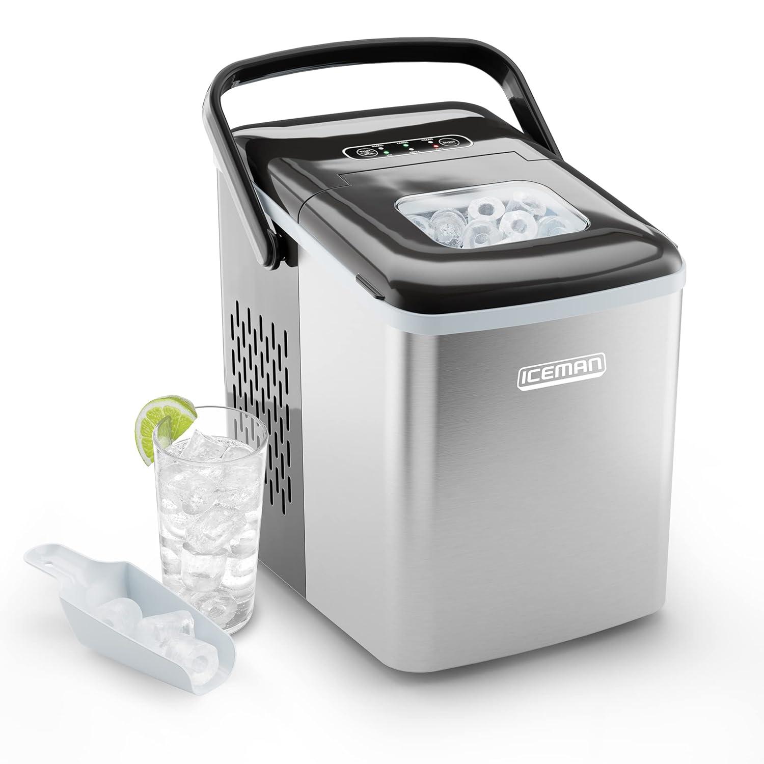 Iceman Dual-Size Countertop Bullet Ice Machine w/ 1.3lb Capacity - Stainless Steel