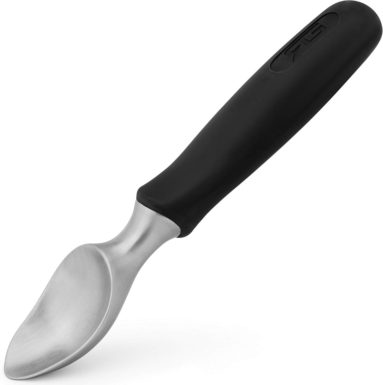 Zulay Kitchen Stainless Steel Ice Cream Scoop with Rubber Grip