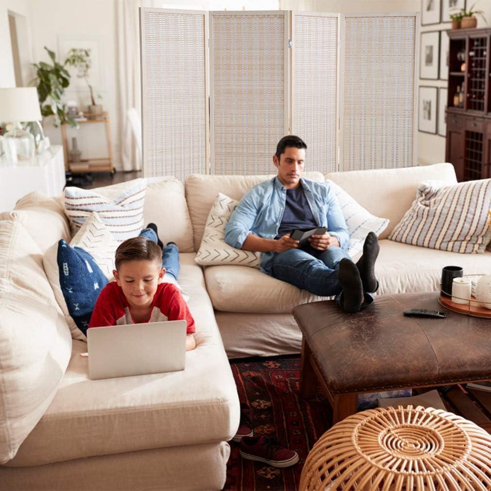 FDW Bamboo Room Divider Folding Privacy Wooden Screen 4 Panel 72 Inches High 17.7 Inches Wide Room Divider for Living Room Bedroom Study,Natural