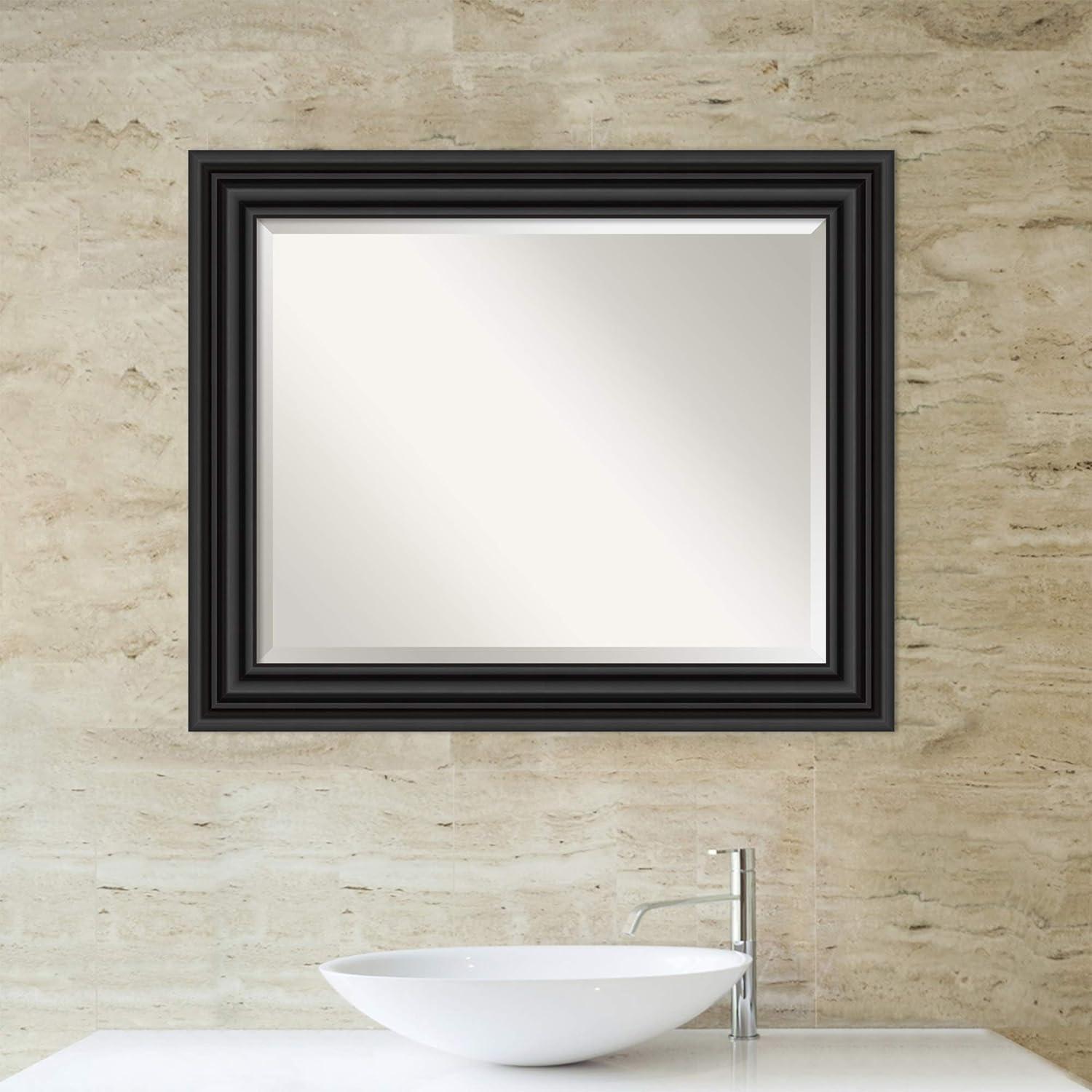 Colonial Black Rectangular Polystyrene Bathroom Vanity Mirror