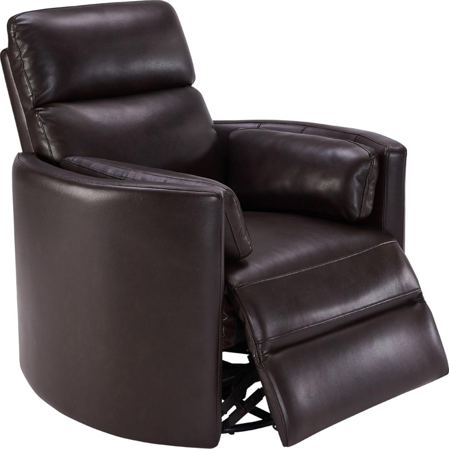 Florence Brown Top-Grain Leather Swivel Recliner with USB Charger