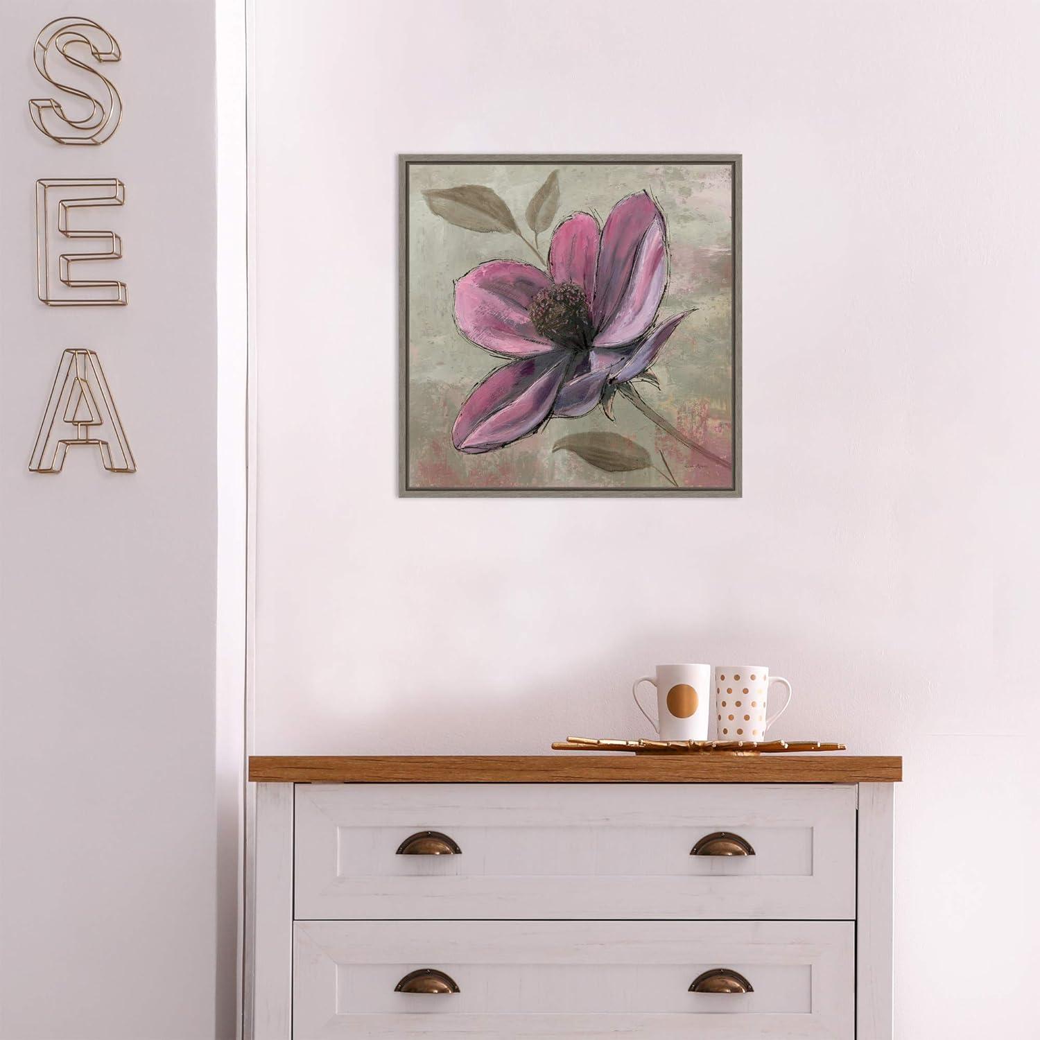 Amanti Art Plum Floral III by Emily Adams Canvas Wall Art Print Framed 16-in. x 16-in.