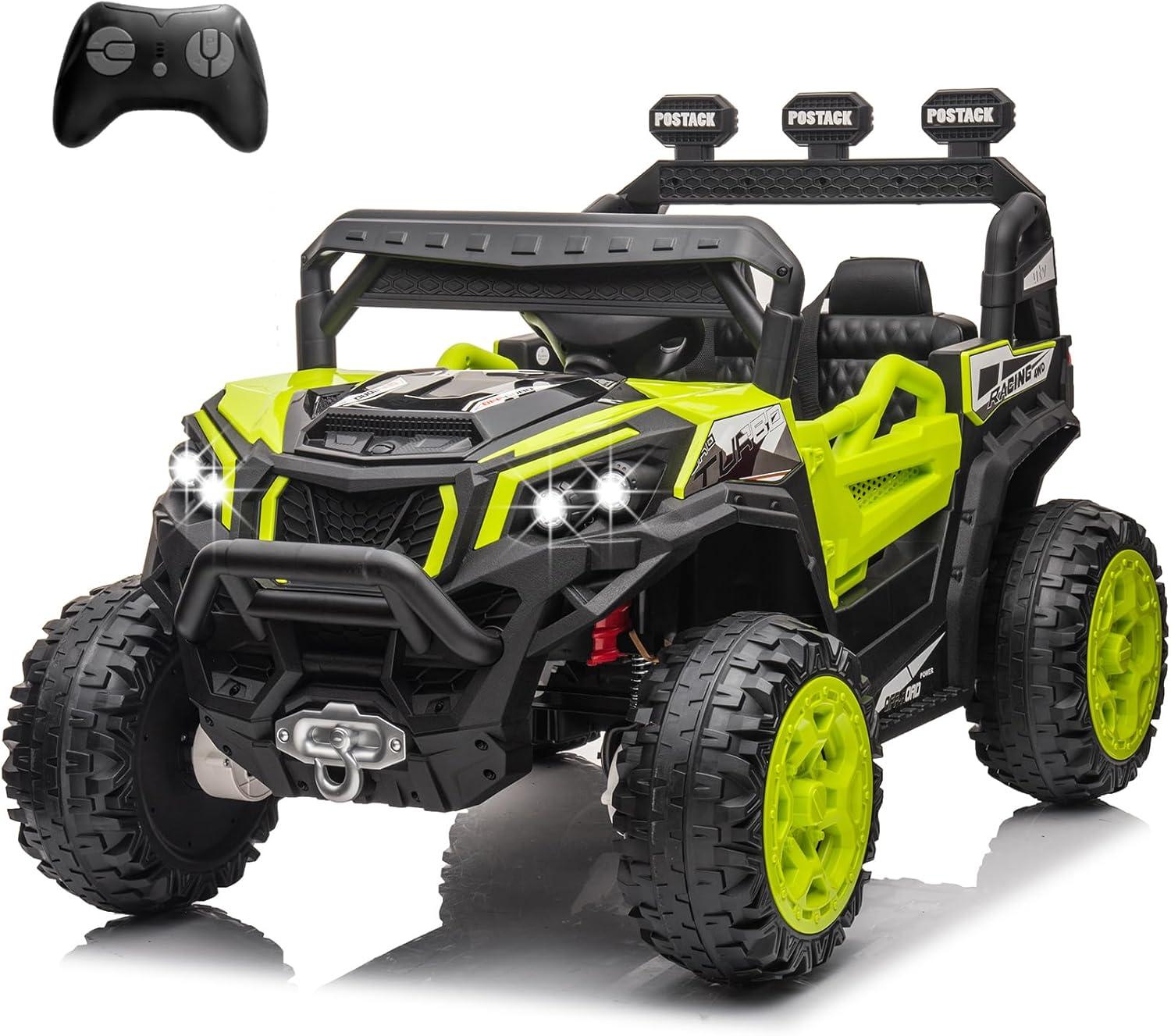 24 Volt 4X4 Ride on Toys with 2 Seat, 600W Power UTV Car 4 Wheeler for Big Kids with Remote Control, Storage, 3 Speeds, Bluetooth Music