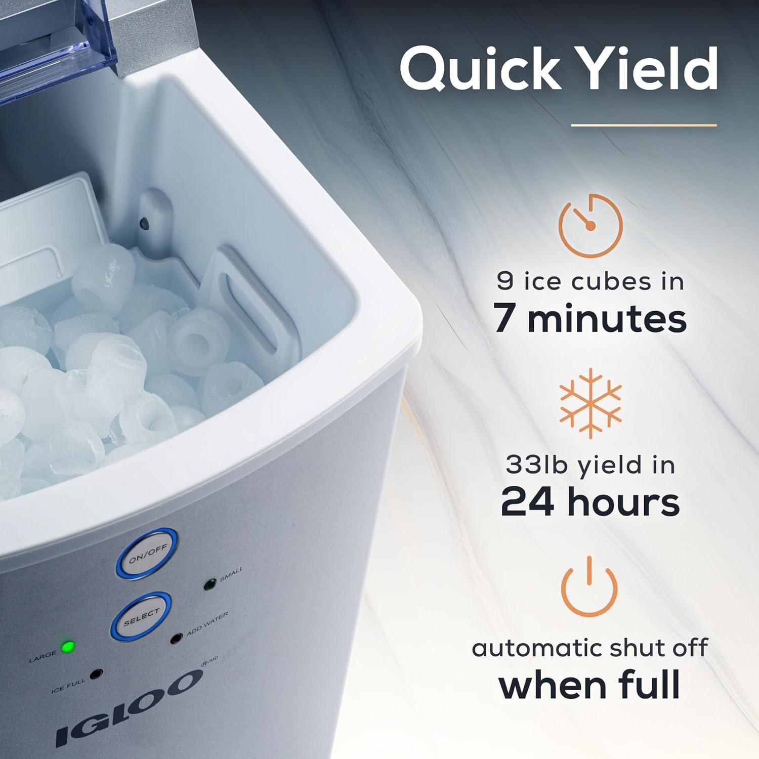 Igloo Igloo Premium Countertop Ice Maker Machine, 33 lbs. in 24 hrs. with Ice Scoop and Basket
