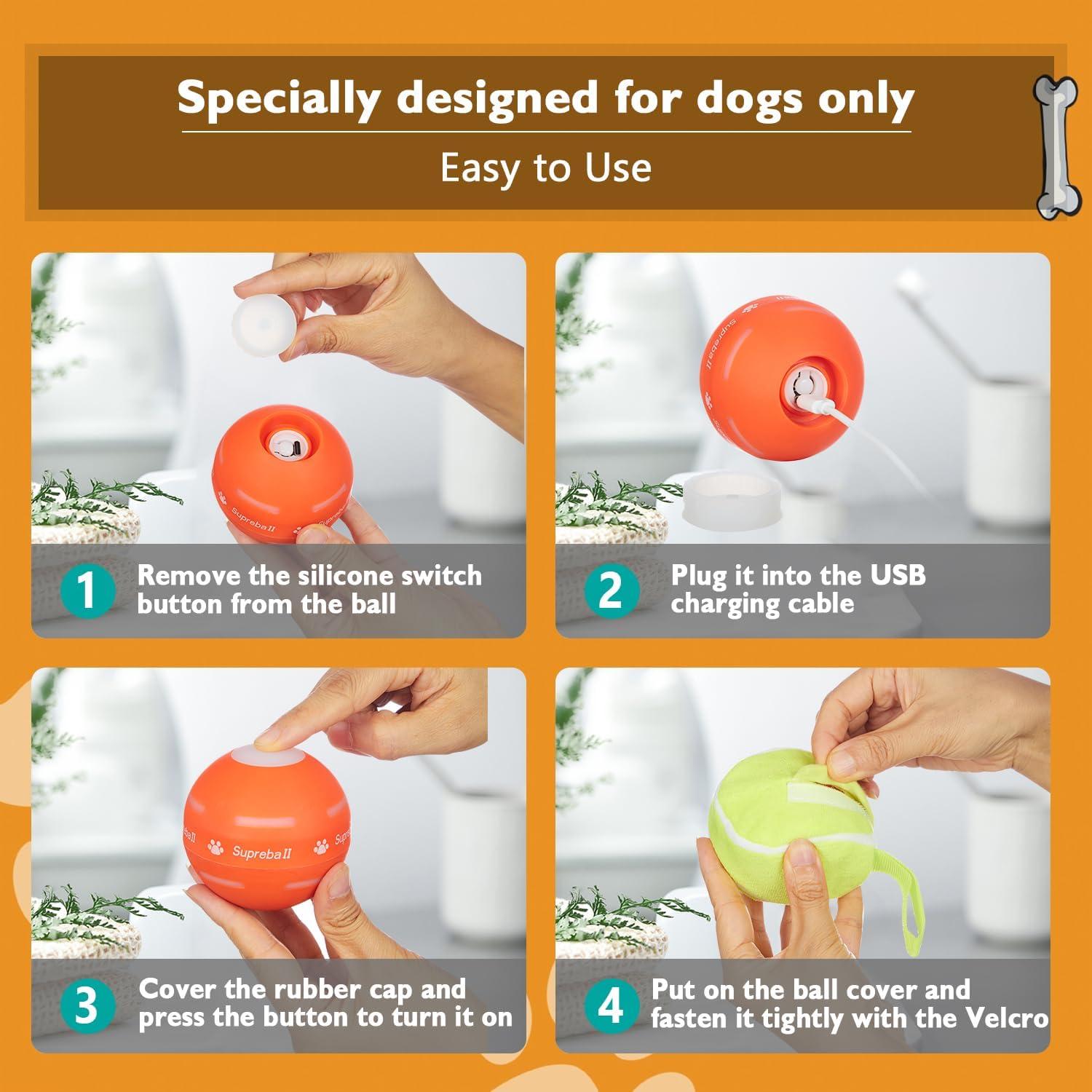 YVE LIFE Interactive Dog Ball Toys,Durable Motion Activated Automatic Rolling Ball Toys for Puppy/Small/Medium Dogs,USB Rechargeable