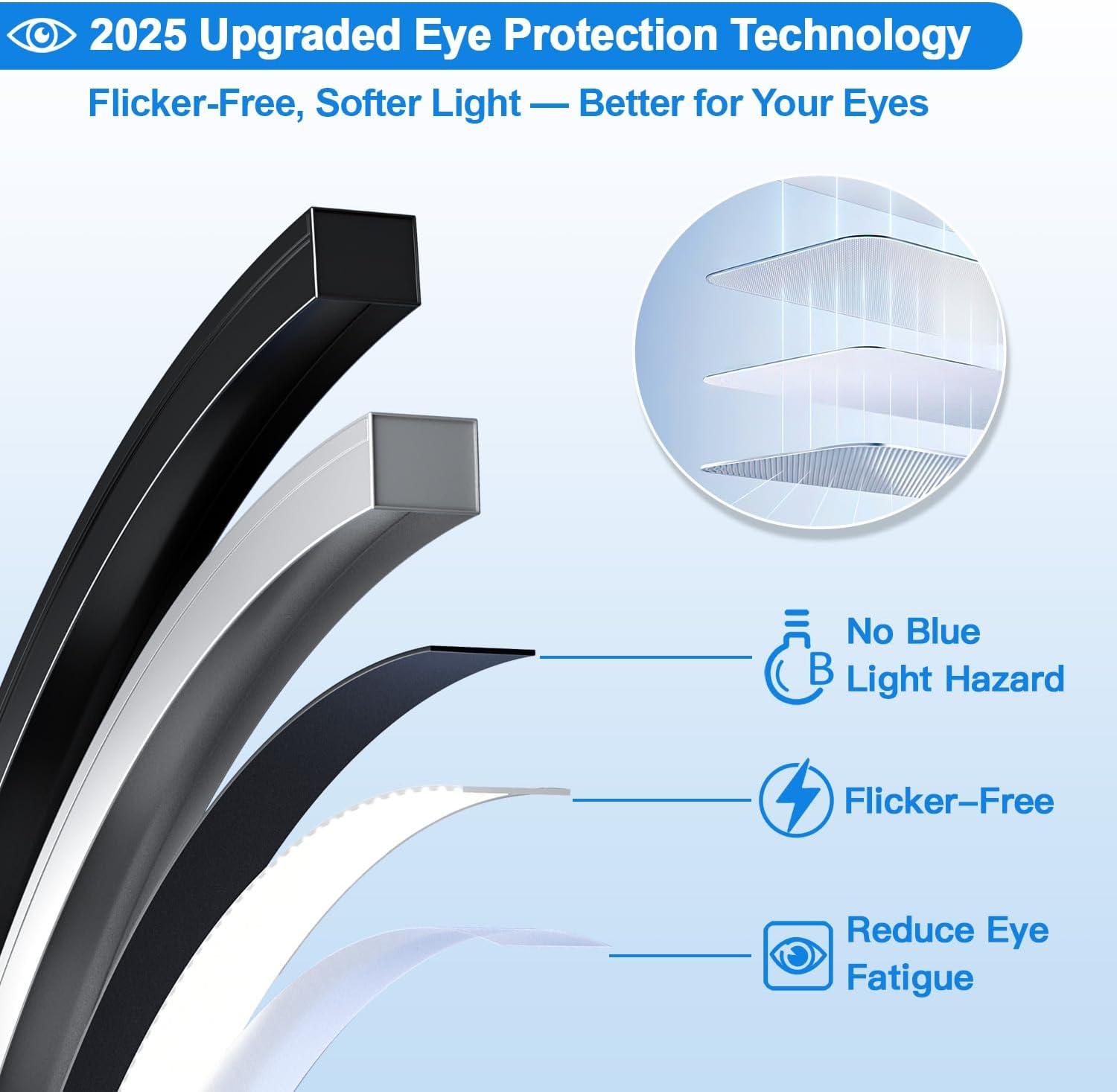 Dimmable LED Floor Lamp With 3 Color Temperatures, Ultra Bright 2000LM Arc Floor Lamps For Living Room, Modern Standing Tall Lamp With Remote Control Reading Floor Lamp For Bedroom Office Classroom