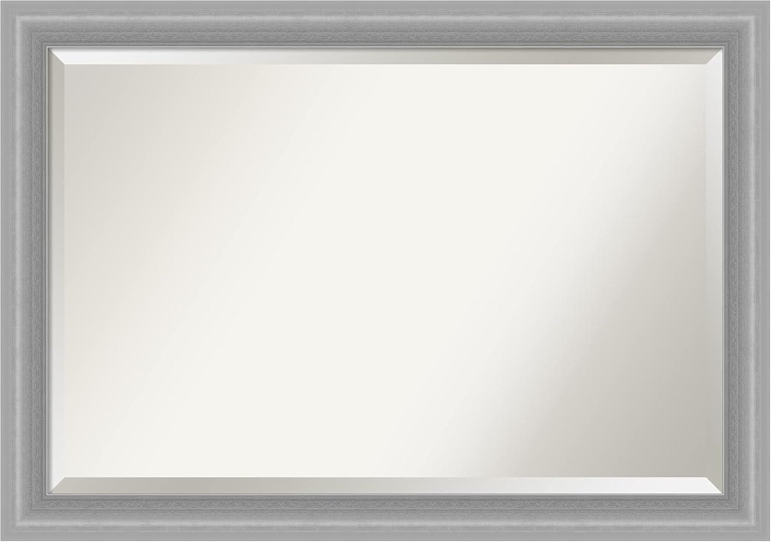 Elegance Polished Nickel 40.5" x 28.5" Rectangular Silver Wall Mirror