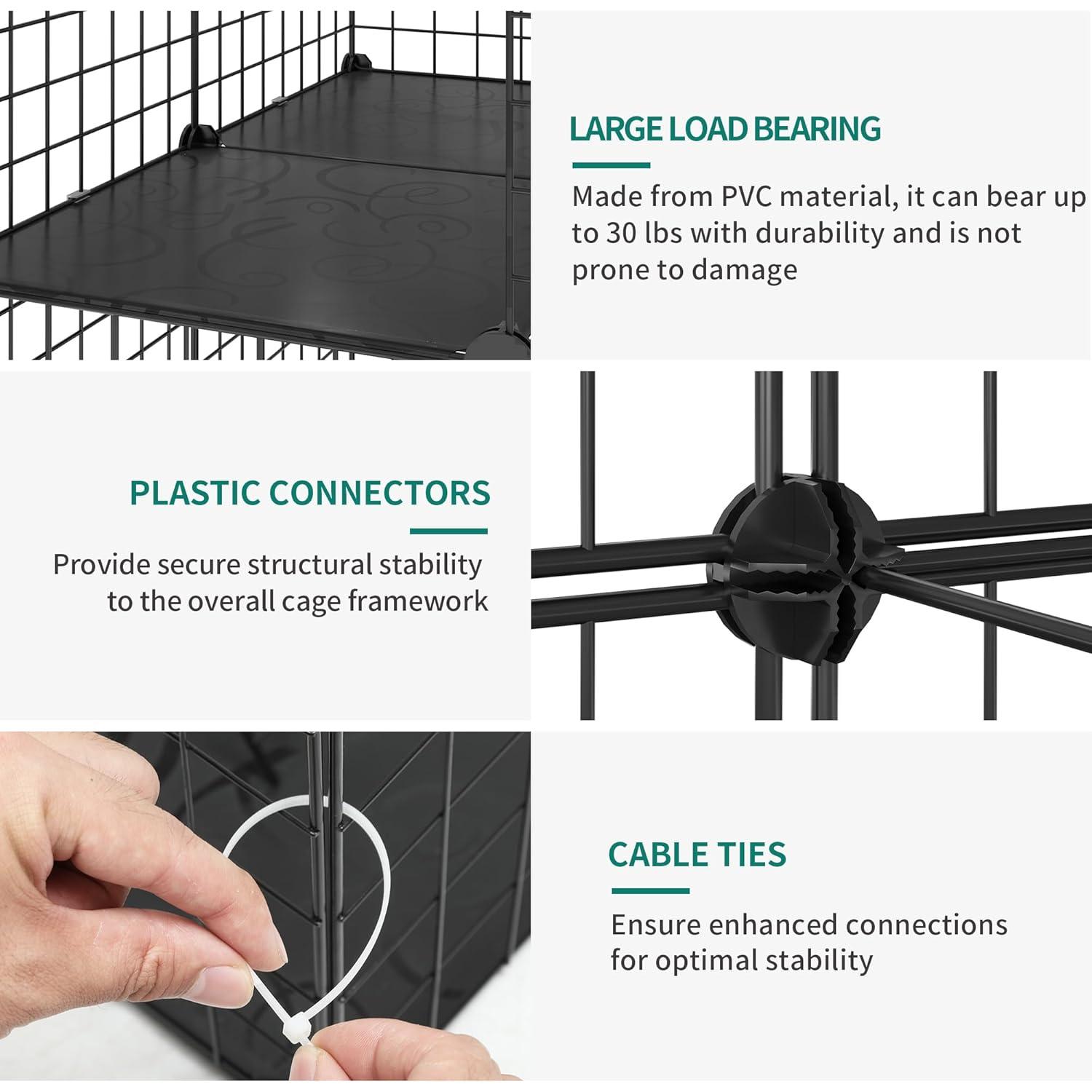 YITAHOME Cat Cage Indoor Catio DIY Cat Enclosures Metal Cat Playpen 3-Tiers Kennels Pet Crate with Extra Large Hammock for 1-2 Cats, Rabbit