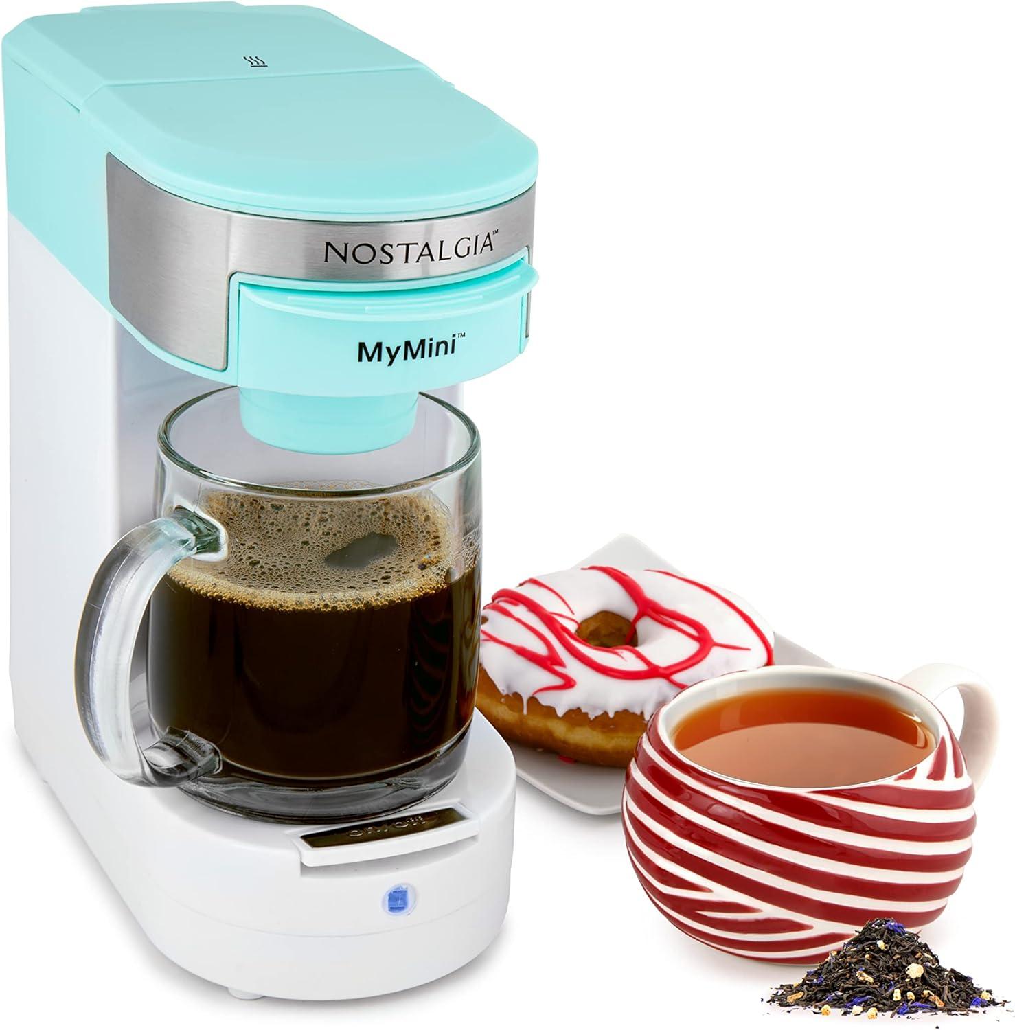 Aqua and White Single Serve Coffee Maker with Reusable Filter