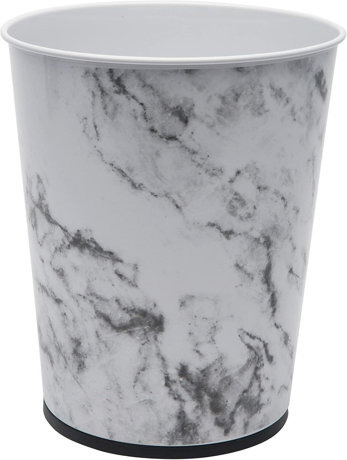 Marble Pattern Stainless Steel Small Wastebasket Set