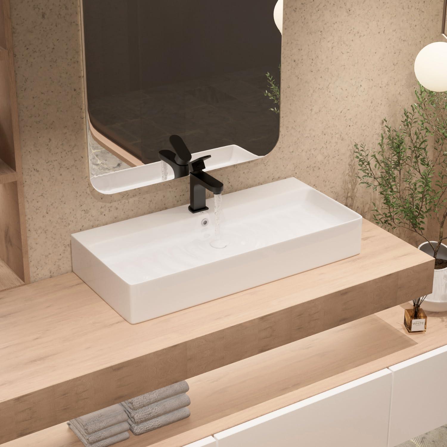 Los Flexi Los Flexi 43" x 16" Extra Large Trough Sink, Dual Faucet Holes, Wall-Mount Install, Pop-Up Drain WFLFBSTM04-01