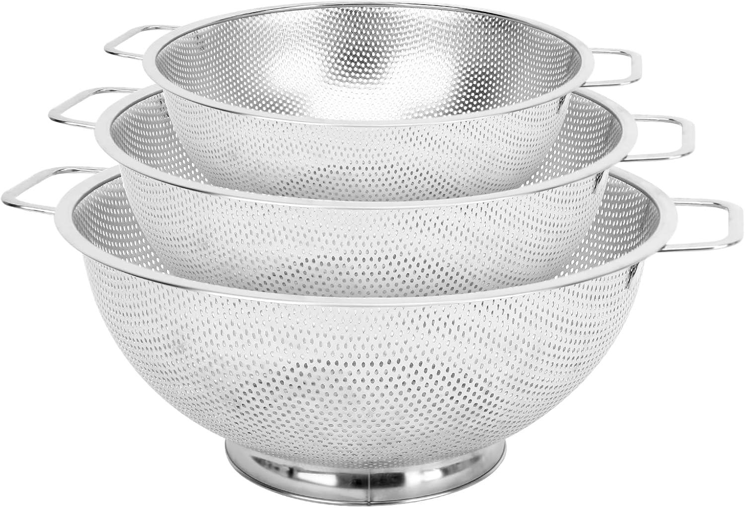 Stainless Steel 3-Piece Colander Set with Handles