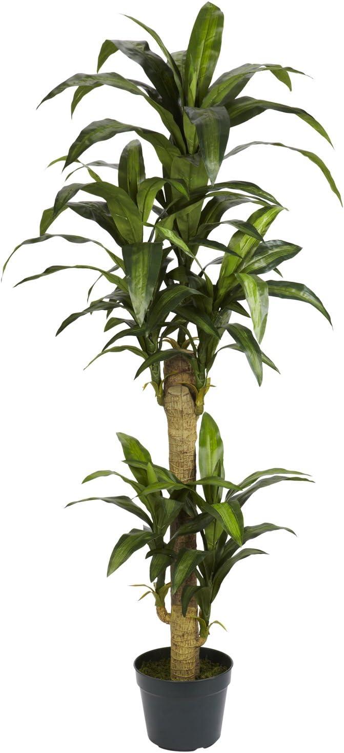 Nearly Natural 5-ft Green Silk Yucca Plant in Black Planter