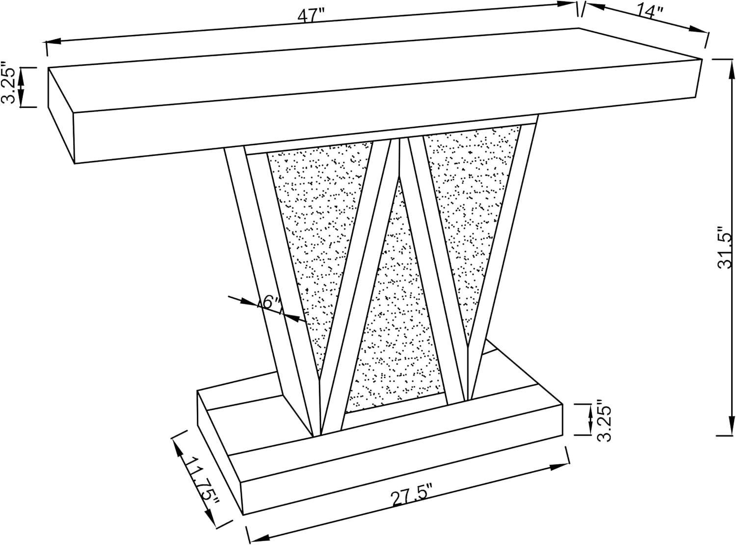Coaster Crocus Modern Rectangular Glass Console Table Silver