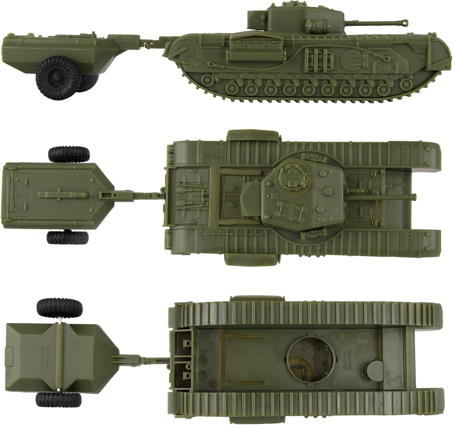 BMC CTS WW2 British Churchill Crocodile Tank - OD Green 1:38 Plastic Army Vehicle
