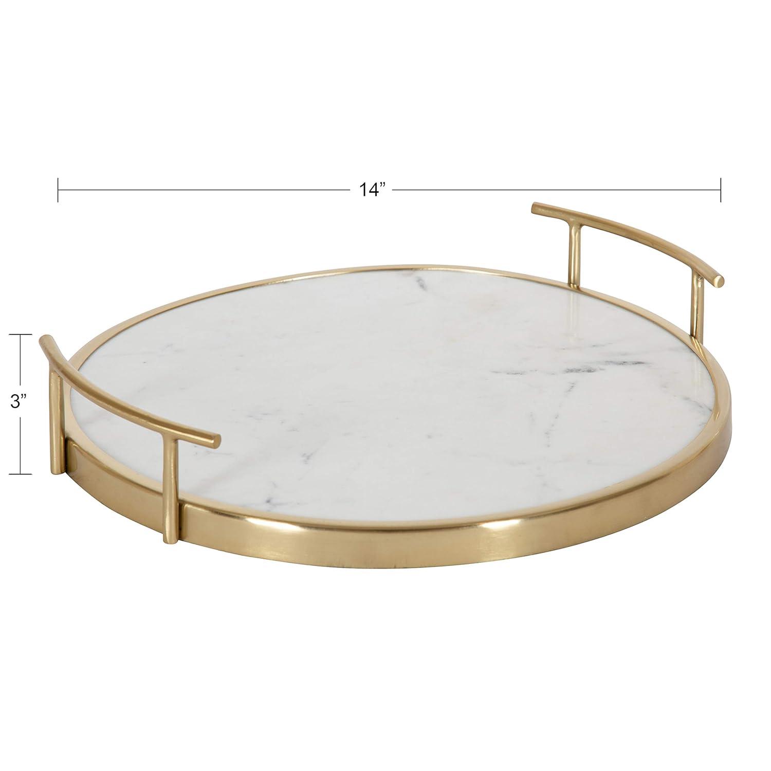 Kate and Laurel Marbury Tray, 14" Diameter, Gold