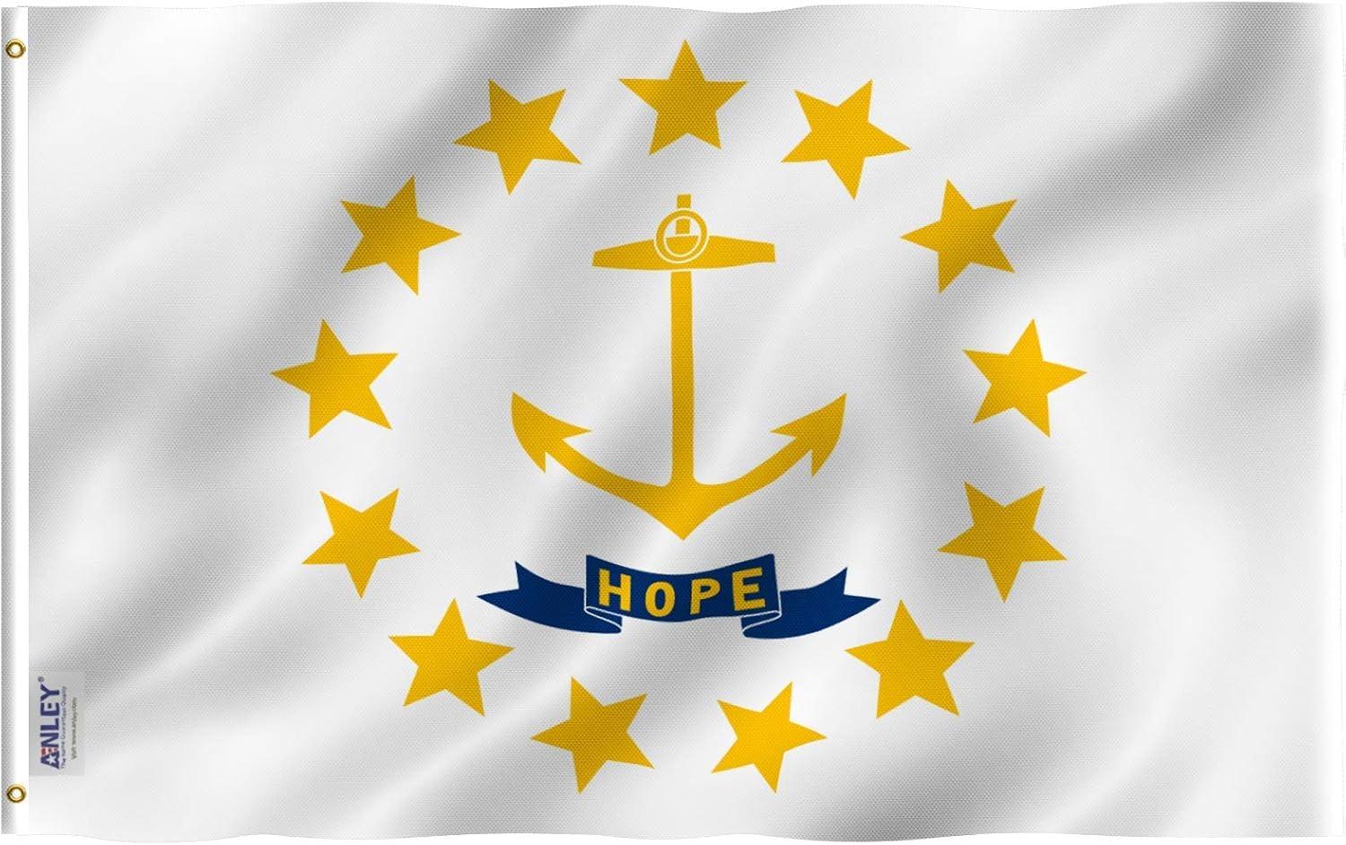 Rhode Island State Flag 3x5 Foot Polyester with Brass Grommets