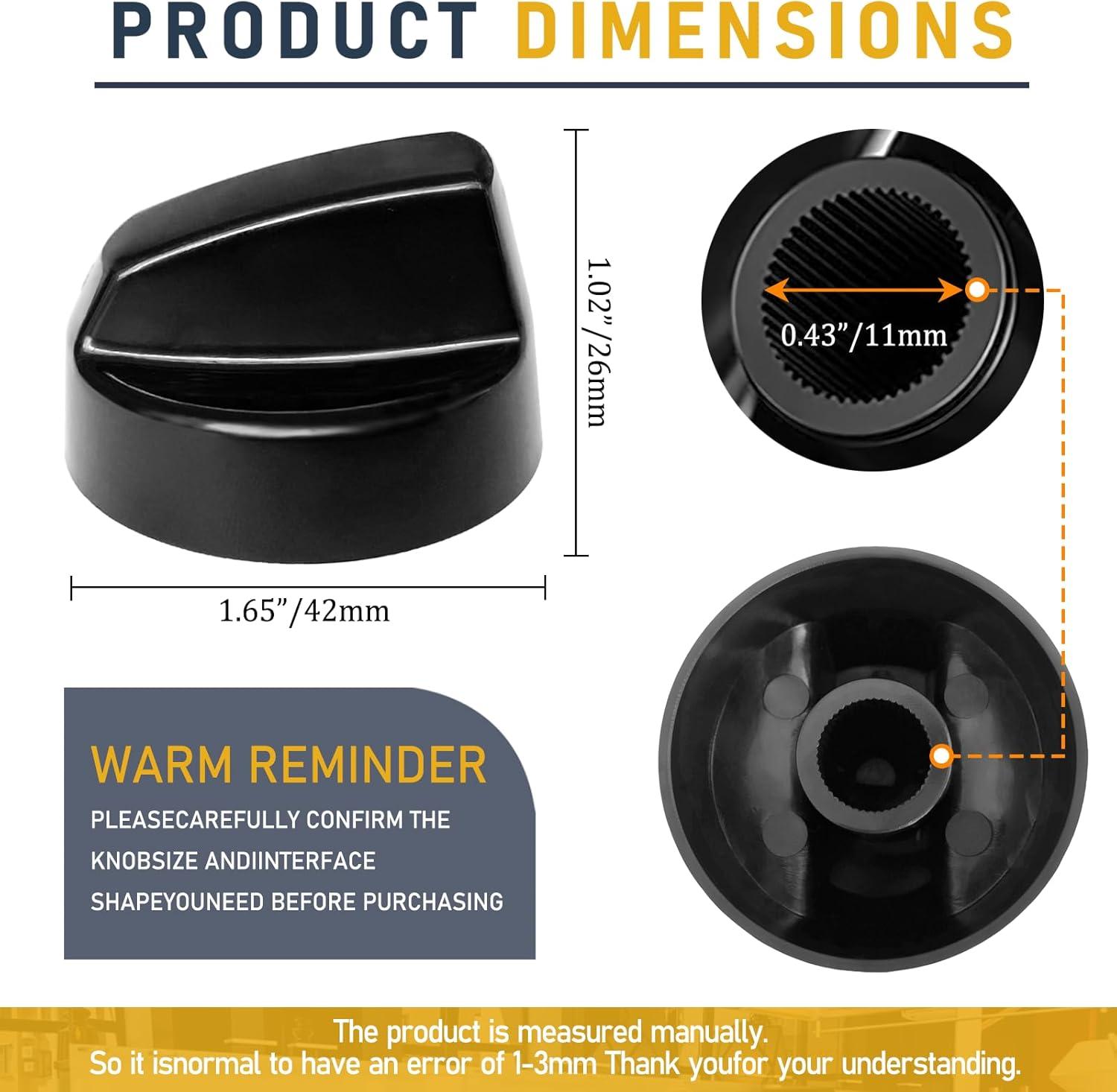 Myenne 4 Pack Oven Control Switch Knobs With 12 Adapters Universal Stove Knobs Replacements Burner Range Knobs For Oven Stove Range Black