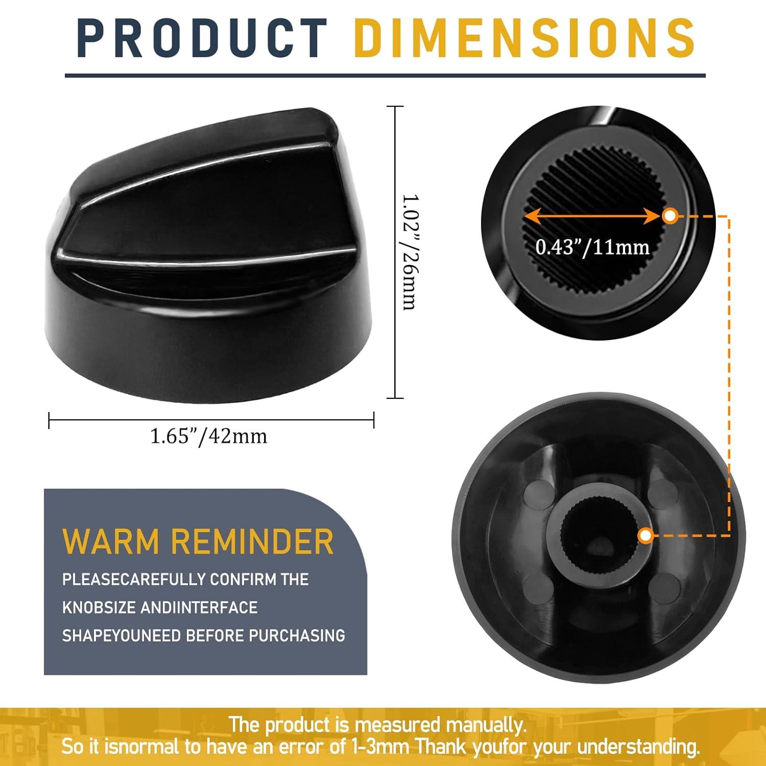 Myenne 4 Pack Oven Control Switch Knobs With 12 Adapters Universal Stove Knobs Replacements Burner Range Knobs For Oven Stove Range Black