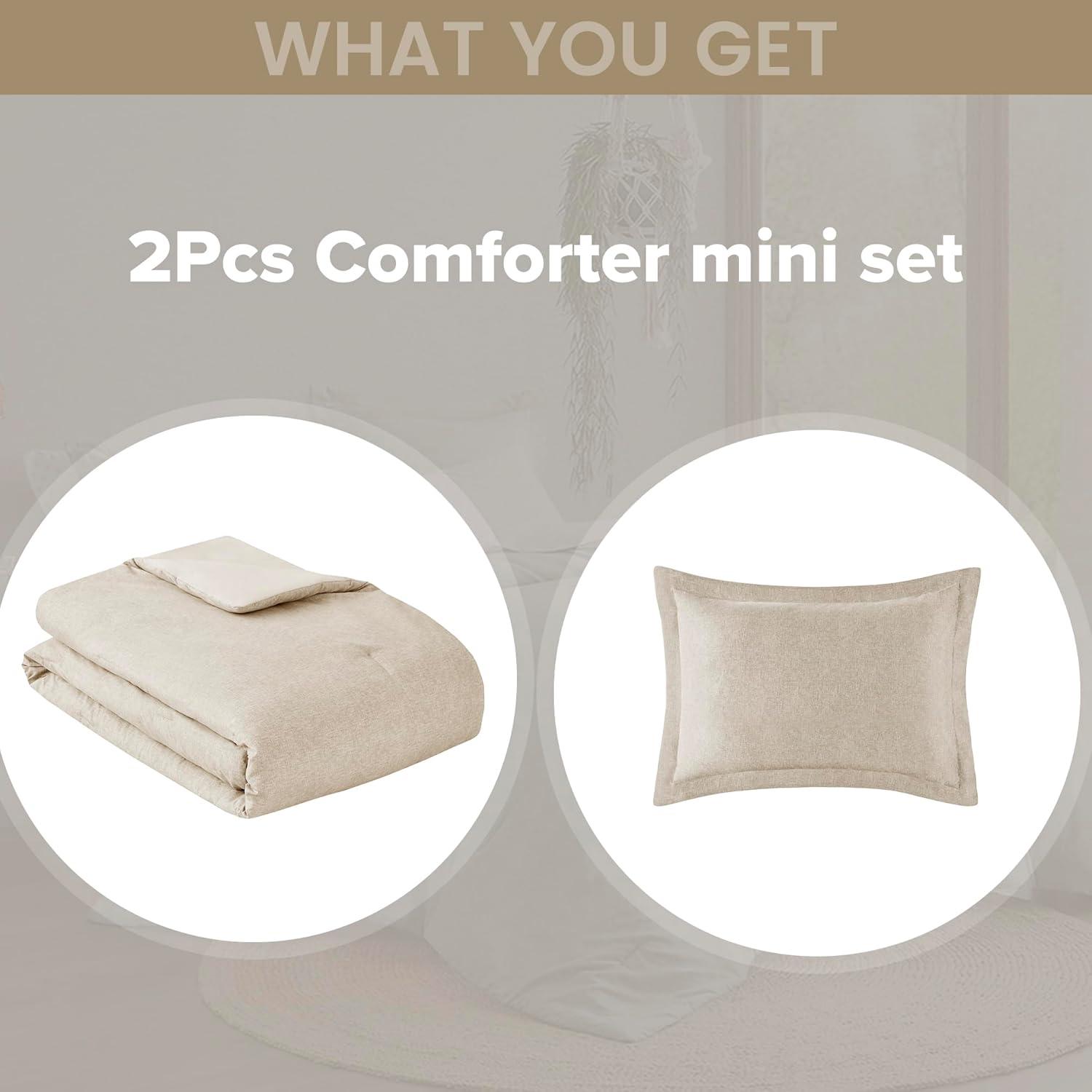 Comfort Spaces Twin Comforter Set - 2pcs (1 Microfiber Comforter & 1shams) Farmhouse Bedding Comforter for All Seasons Boho Bedding Set, Lightweight Solid Bed Comforter Sets,Twin/Twin XL, Taupe