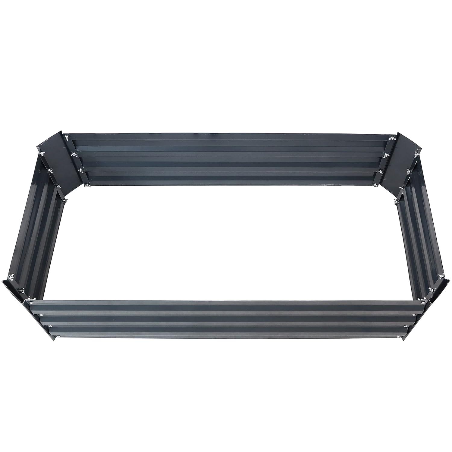 Sunnydaze Hot Dip Galvanized Steel Raised Garden Bed for Plants, Vegetables, and Flowers - 48" L x 11.75" H - Dark Gray