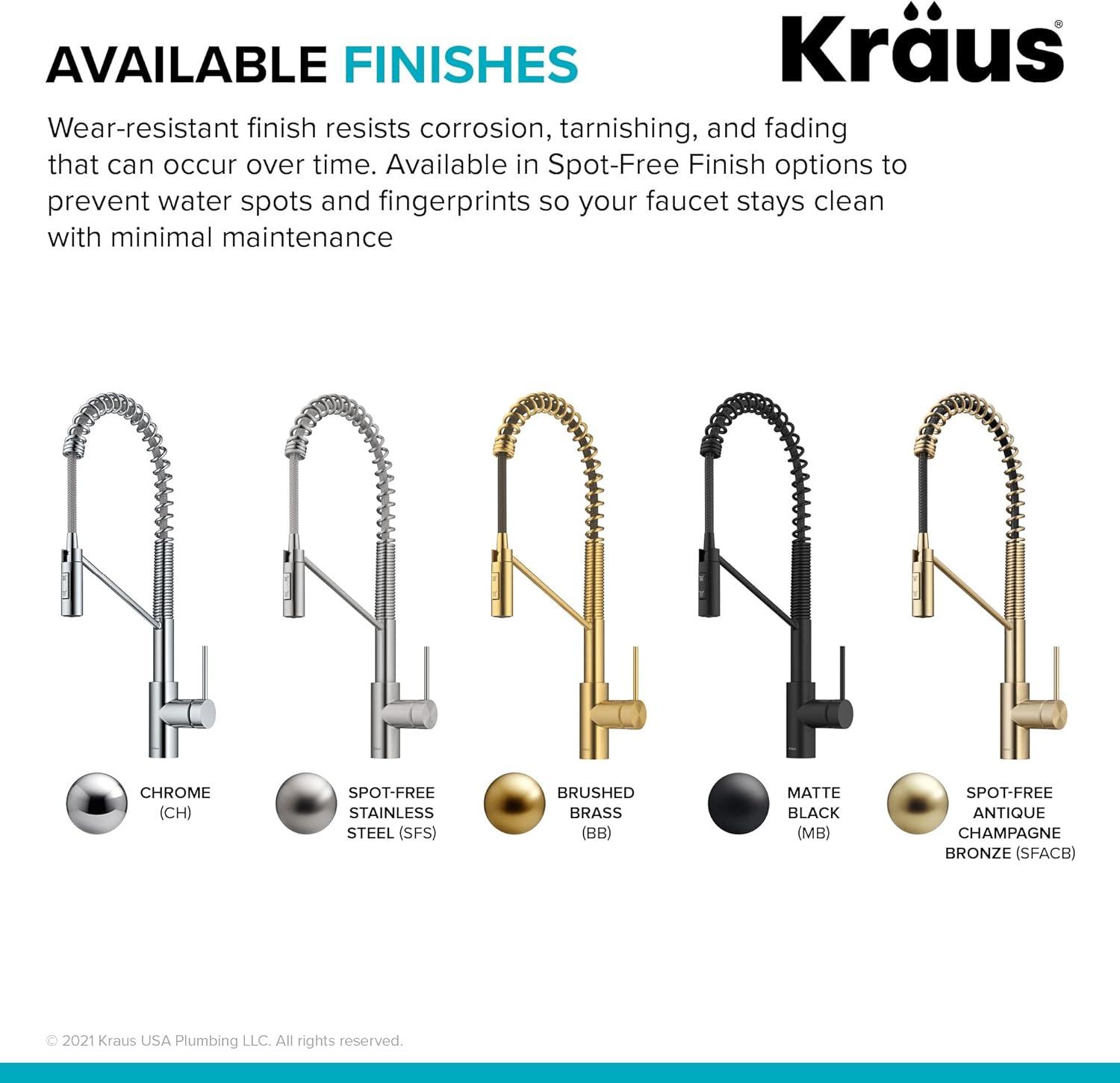 KRAUS Oletto Commercial Style Single Handle Pull Down Kitchen Faucet with QuickDock Top Mount Installation Assembly
