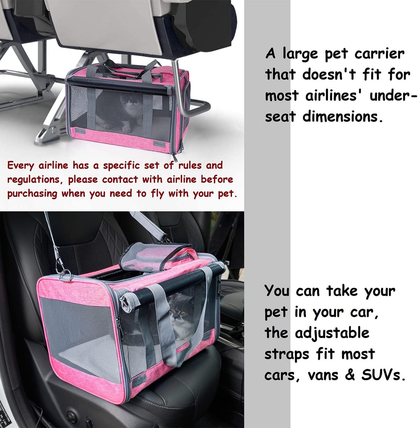 Dog Soft-Sided Carriers Cat Soft-Sided Carriers Dog Carriers Cat Travel Carrier Dog Travel Bag Reptile Carrier Squirrel Carrier Guinea Pig carrierLarge Pink