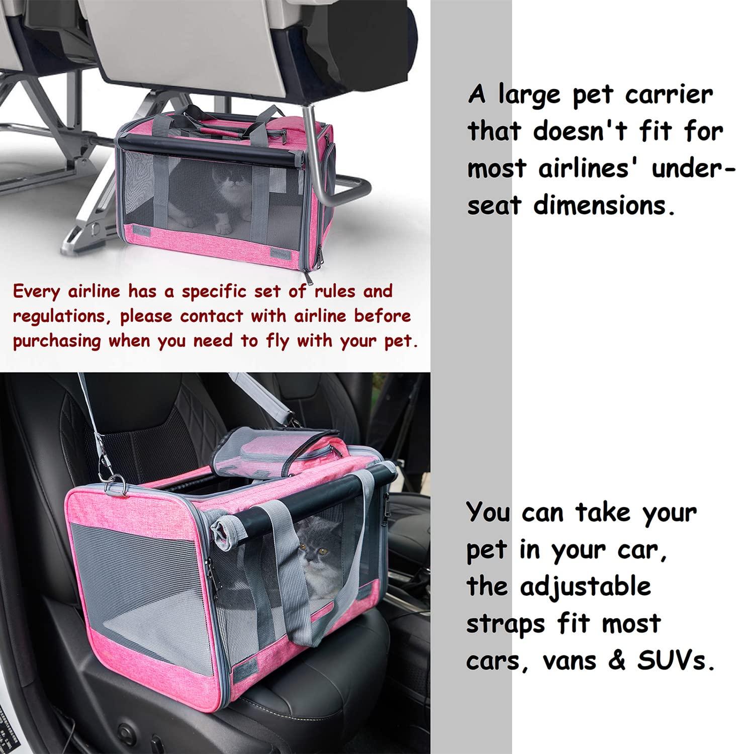 Dog Soft-Sided Carriers Cat Soft-Sided Carriers Dog Carriers Cat Travel Carrier Dog Travel Bag Reptile Carrier Squirrel Carrier Guinea Pig carrierLarge Pink