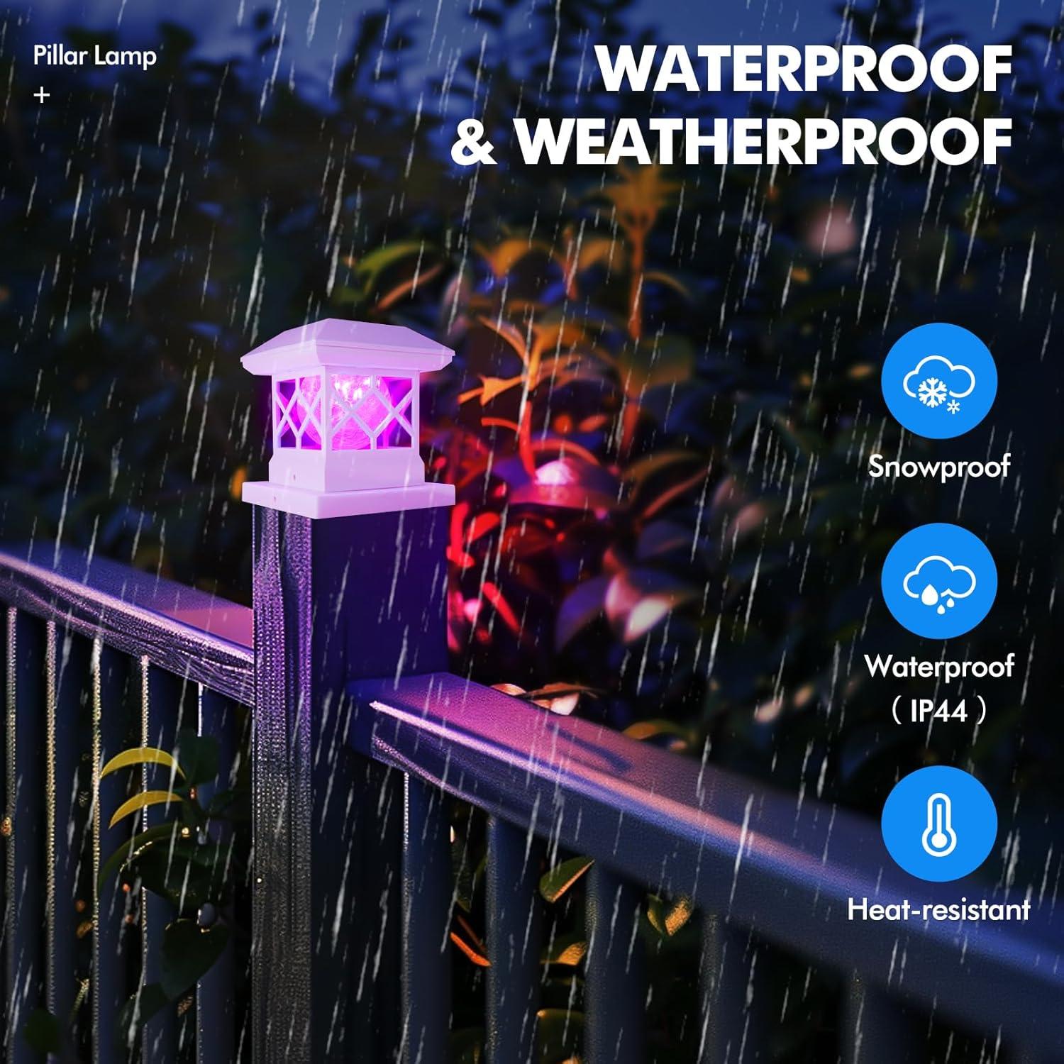 TWINSLUXES Solar Post Cap Lights Outdoor - Waterproof LED Fence Post Solar Lights for 3.5x3.5/4x4/5x5 Wood Posts in Patio, Deck or Garden Decoration 4 Pack