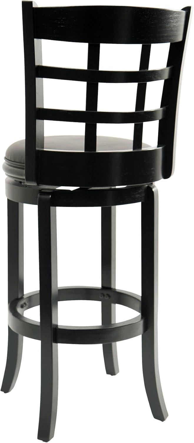 Kyoto 29" Black Swivel Barstool with Leather Seat