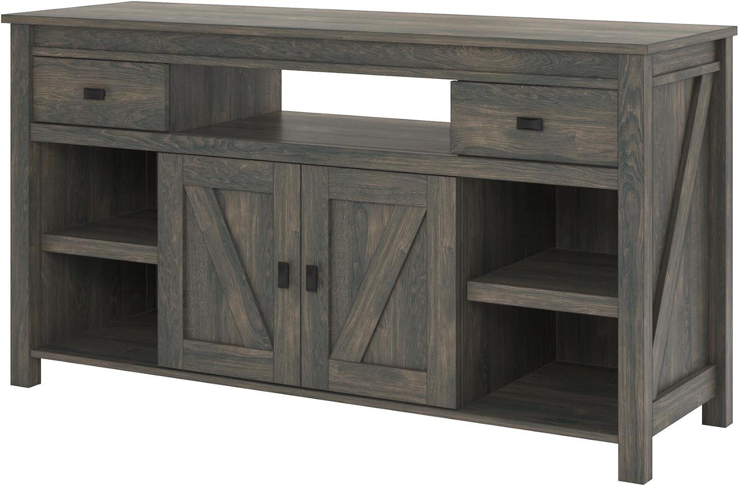 Farmington Gray Weathered Oak TV Stand with Cabinet for 60" TVs