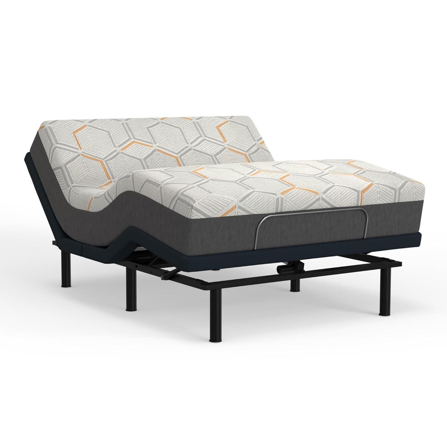 Blissful Nights e4 Queen Adjustable Bed Base Frame with 12" Medium Firm Copper and Gel Infused Memory Foam Mattress