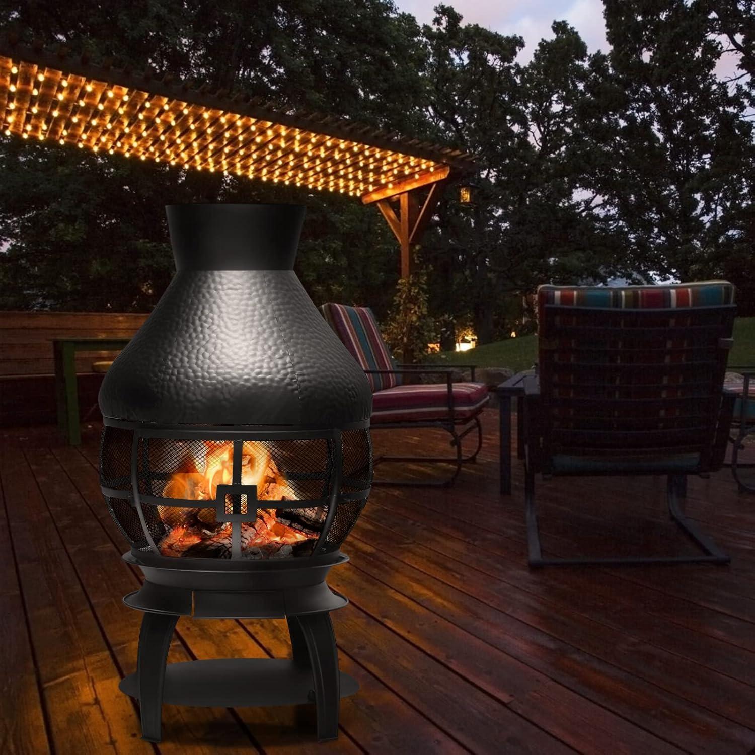 Heatmaxx Round Cast Iron Wood Burning Smokeless Chimnea