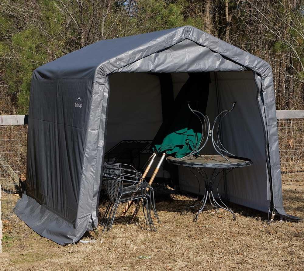 ShelterLogic 70333 10-10-8 Peak Style Storage Shed  1-.38 in.  Frame  Grey Cover