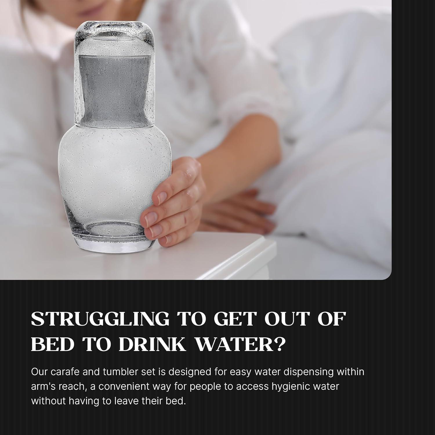 Gray Bubble Glass Carafe and Tumbler Set with Lid, 28-Oz