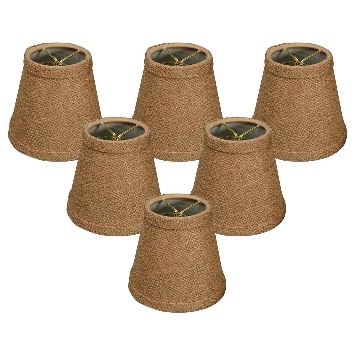 5" Hardback Empire Chandelier Lamp Shades Set of 6 Burlap