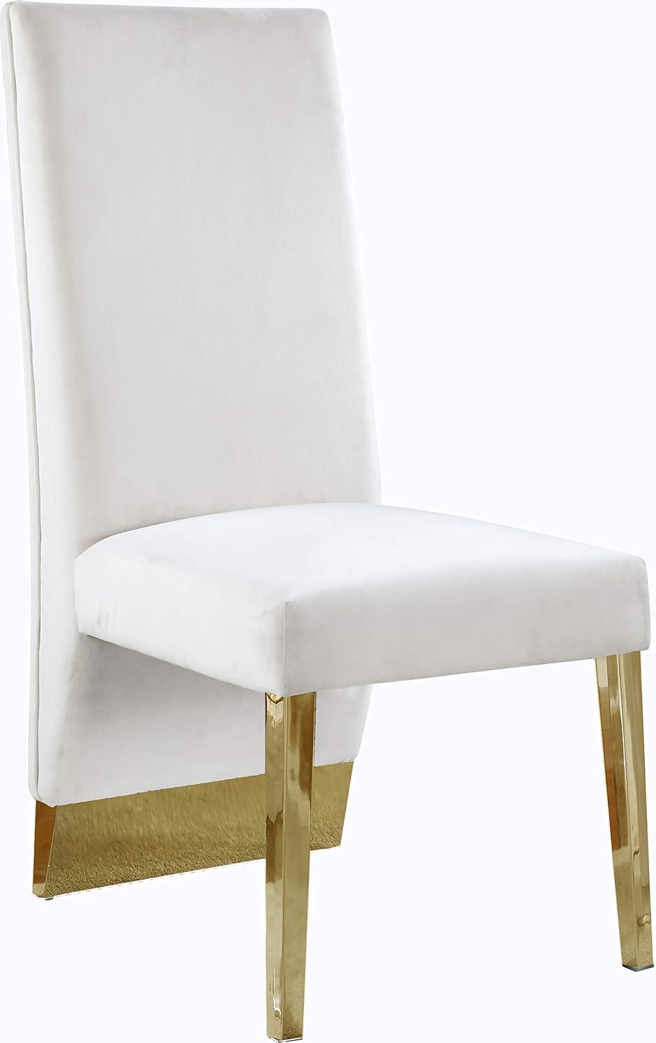 Meridian Furniture Porsha 19"H Velvet Dining Chair in Cream (Set of 2)