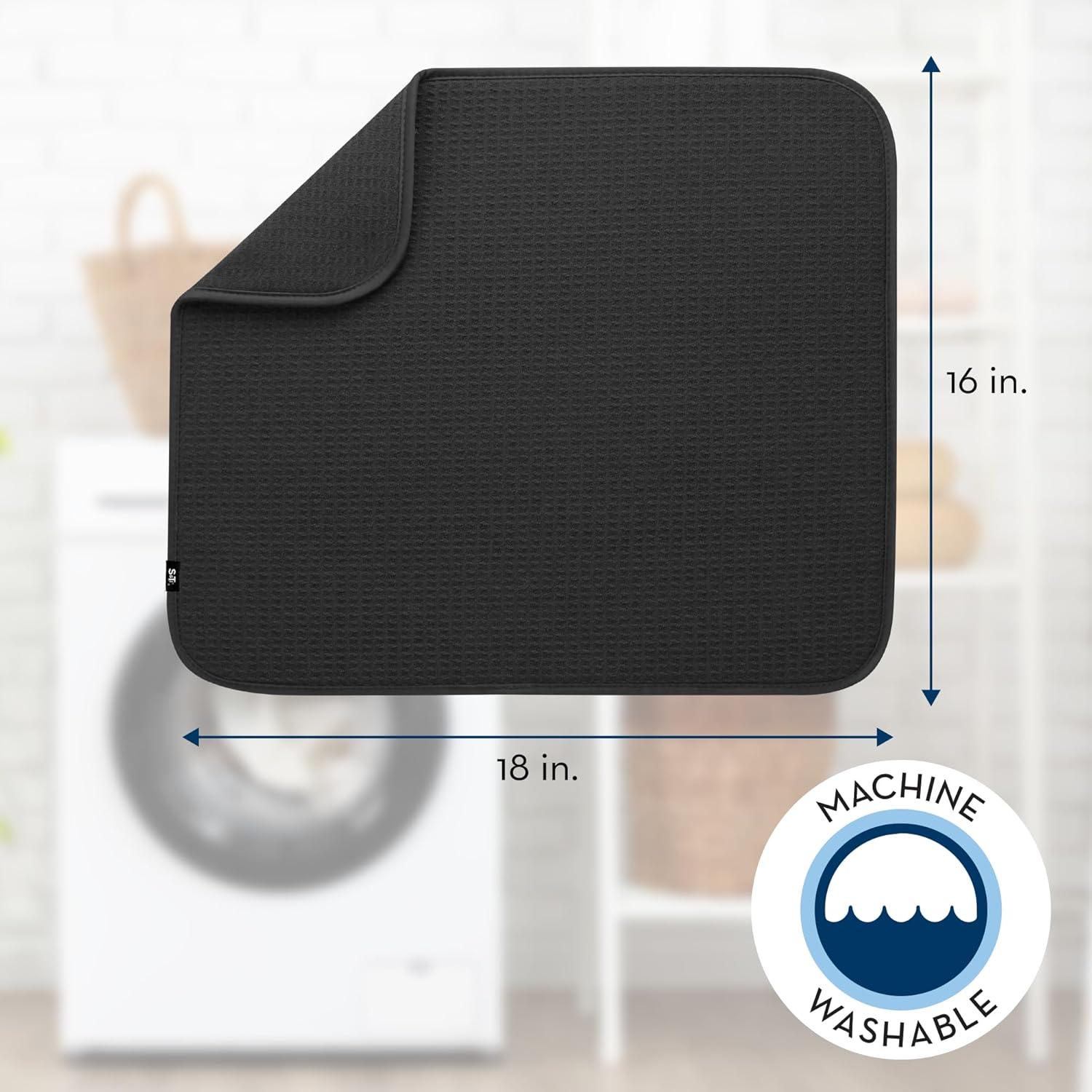 Xipoxipdo S&T . Absorbent Reversible Microfiber Dish Drying Mat For Kitchen 16 Inch X 18 Inch Black