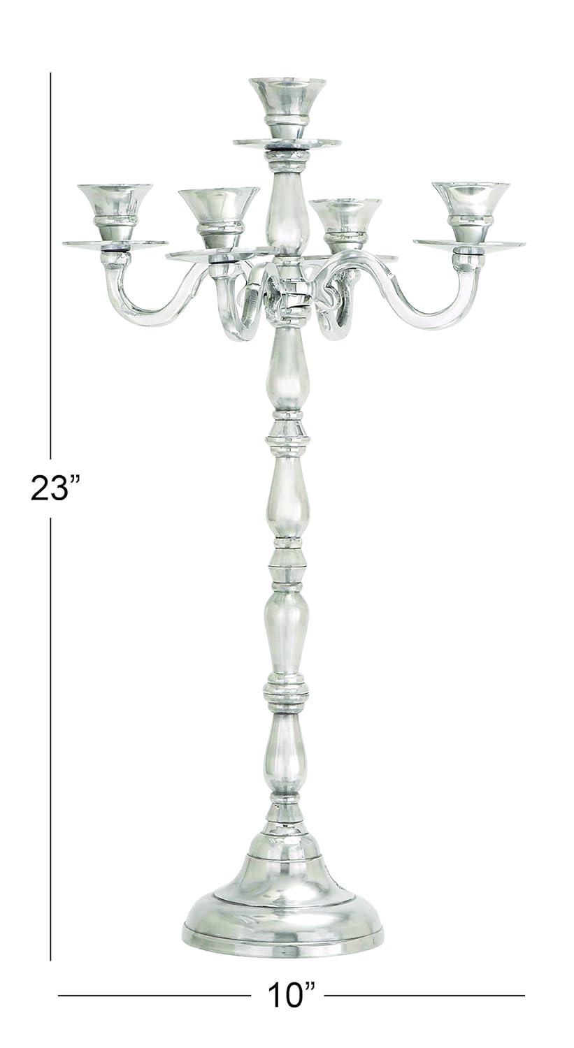DecMode 5 Holder Silver Aluminum Metal Candelabra