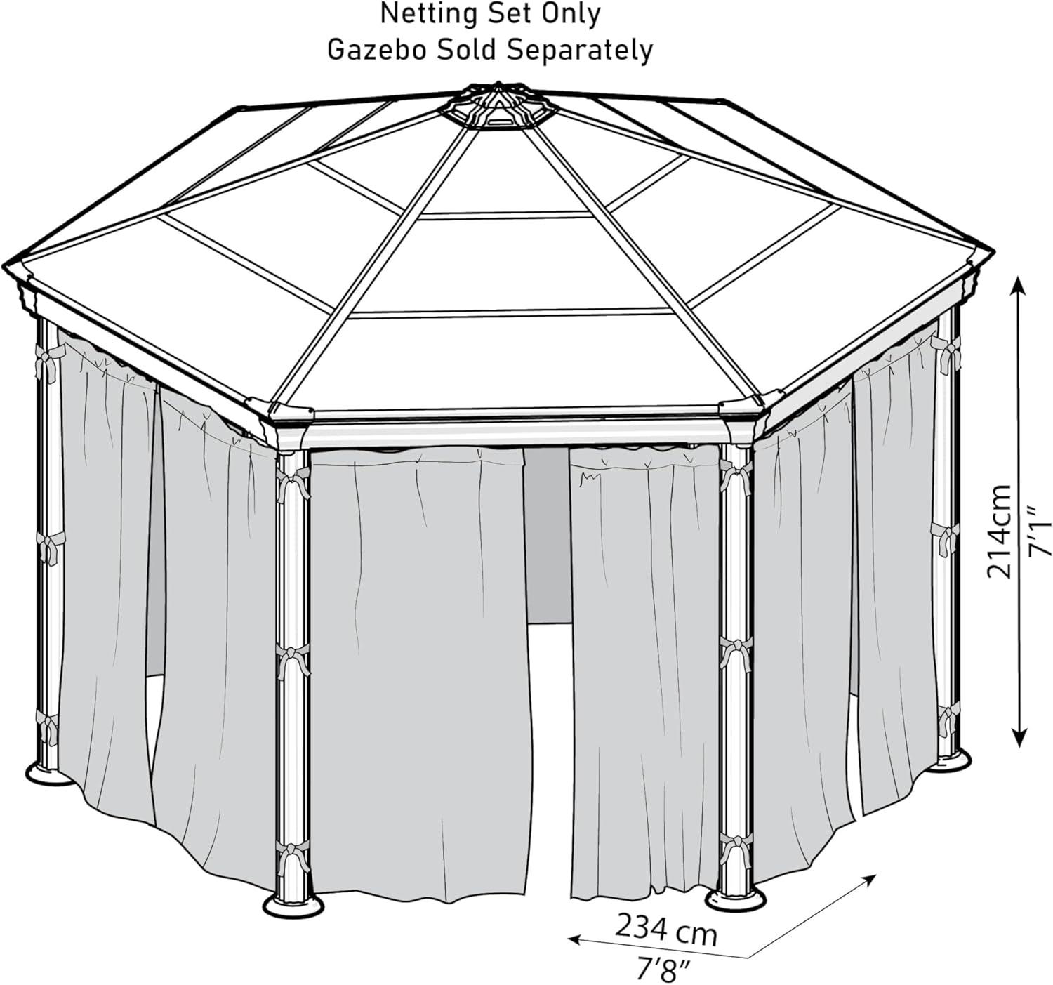 Gray Polyester Gazebo Netting Set for Roma and Monaco Models