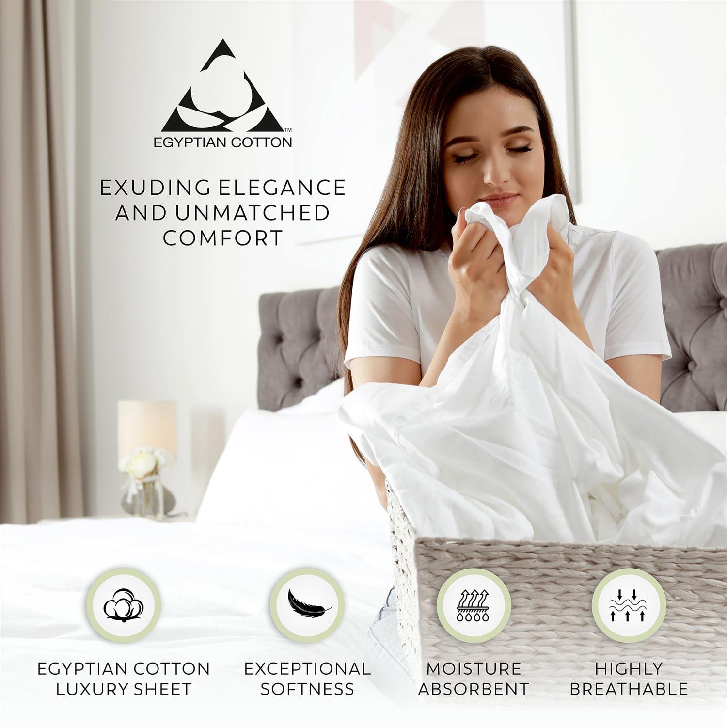 Full 1000 Thread Count Cotton Solid Sheet Set White - Aireolux